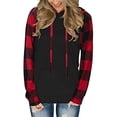thumbnail image 1 of Sudaderas con Capucha a Cuadros de Manga Larga para Mujer Tops Deportivos Informales elásticos y amigables con la Piel con Bolsillo para Ir de Compras Trabajo en casa Rojo L, 1 of 6
