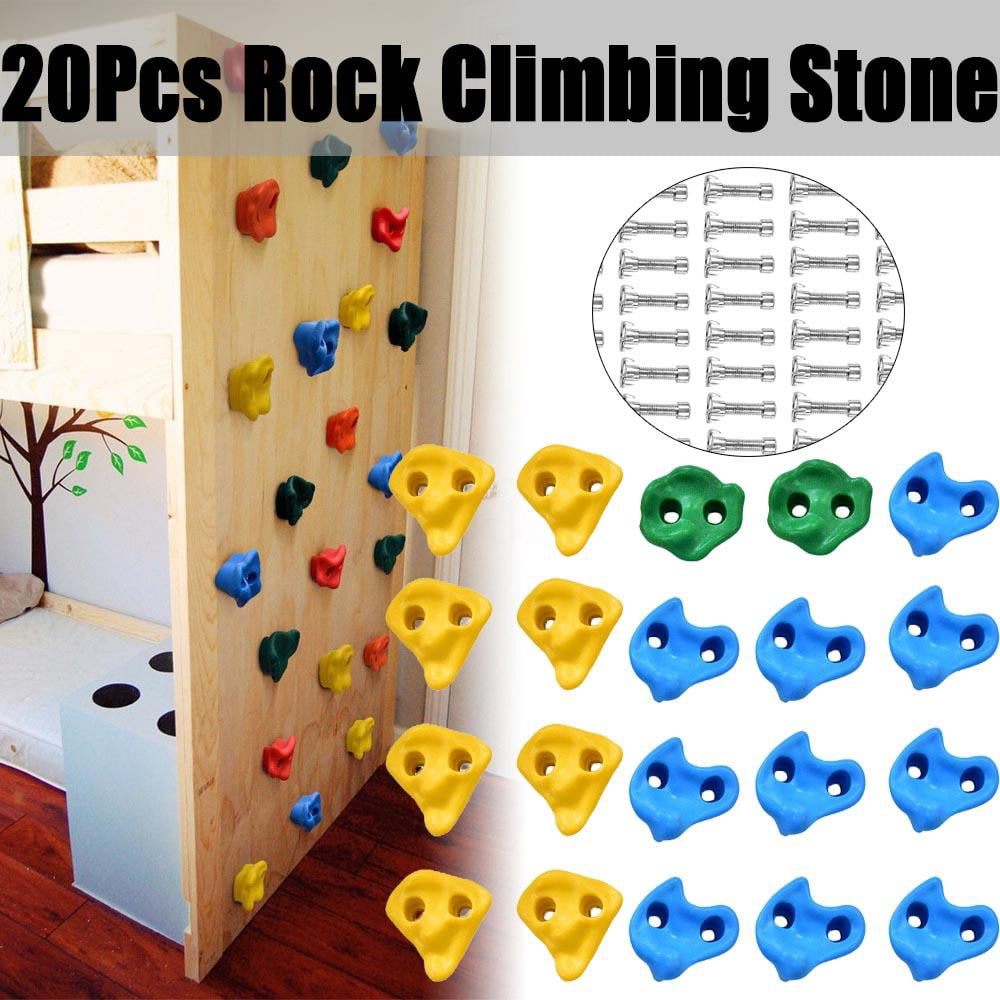 20Pcs Multi-colour Textured Climbing Rocks Wall Stones Kids Assorted Kit Bolt