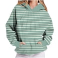 thumbnail image 2 of Royisotas Fall Hoodies for Women Plus Size Long Sleeve Striped Pullover with Pockets Hooded Pleated Front Casual Blouse, 2 of 7