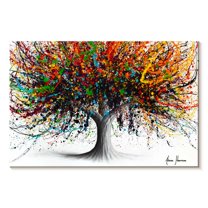 Elephant Stock Festival Flavour Tree Wall Art - Horizontal Canvas Wall Art - Living Room Wall Decor - Floral And Botanical Canvas - White And Black Decor By Ashvin Harrison - 51" x 34"