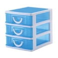thumbnail image 1 of Organizador de escritorio con 3 cajones azul para maquillaje, 1 of 8