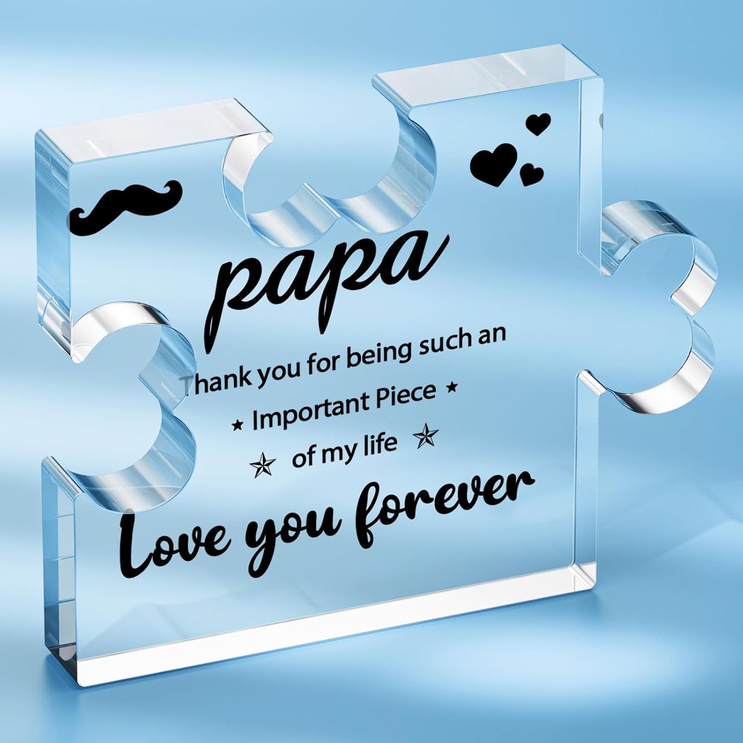 Papa Gifts from Grandkids - Stocking Stuffers Fathers Day Birthday Gifts for Papa from Granddaughter Grandson - Acrylic Puzzle Shape Plaque Sign - Grandpa Gift for Birthday Father s Day