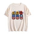 thumbnail image 5 of 2025 Women's Patriotic Sunflower T-Shirt - American Flag & Stars Print | 4th of July Short Sleeve Independence Day Graphic Top, 5 of 5