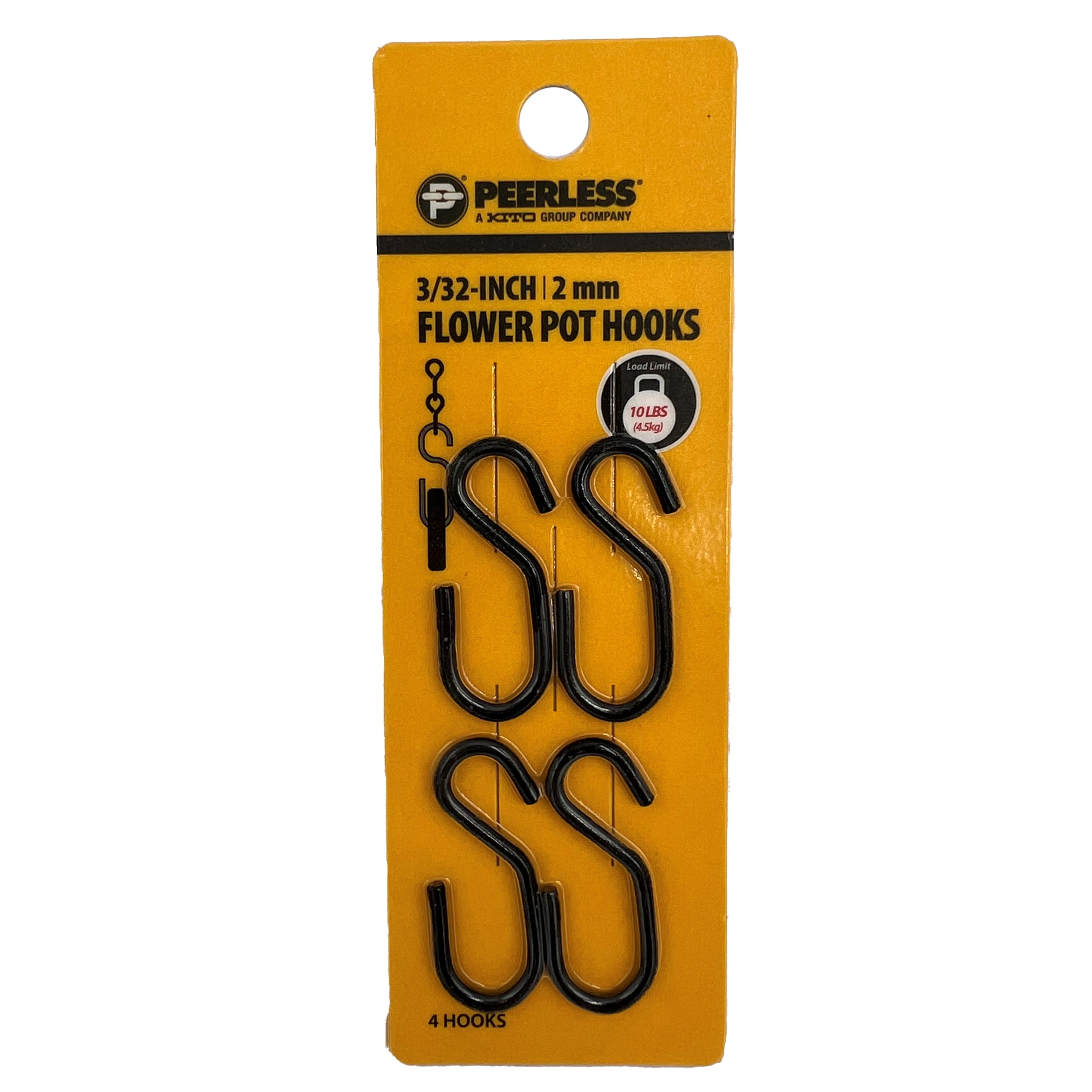 (5 pack) Black Flower Pot S-Hook, 4 Count, Peerless Chain Company, #4718938