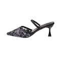 thumbnail image 2 of Aobny Closed Toe Heels Shoes Women Thin High Heels Slip On Shoes Wingtips Shoes Mid Heel Pointy Toe Slingback Black Soft Toe Casual Shoes for Women,Size 37, 2 of 9