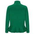 thumbnail image 5 of AXXD Green Basic Casual Tops for Women Summer 2024 New Solid Color Retro Knit Cardigan V-neck Ruffle Hem Sweater Jacket, 5 of 6