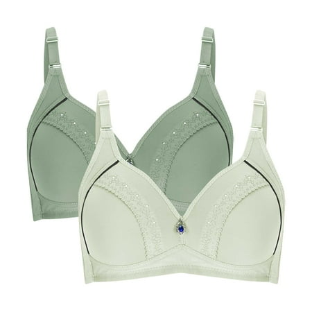Dazajoo 2PC Bras for Women Strapless Push Up Seamless Bralettes Soft V Neck Breathable Underwear Womens Lightweight Soft Comfy Everyday Bra Multicolor 46