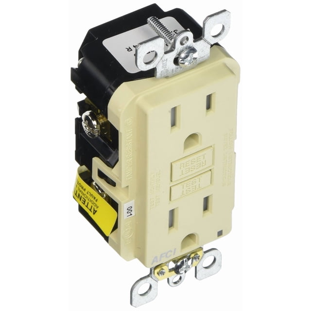 Enchufe eléctrico Leviton AFCI 15A resistente a manipulaciones, color marfil