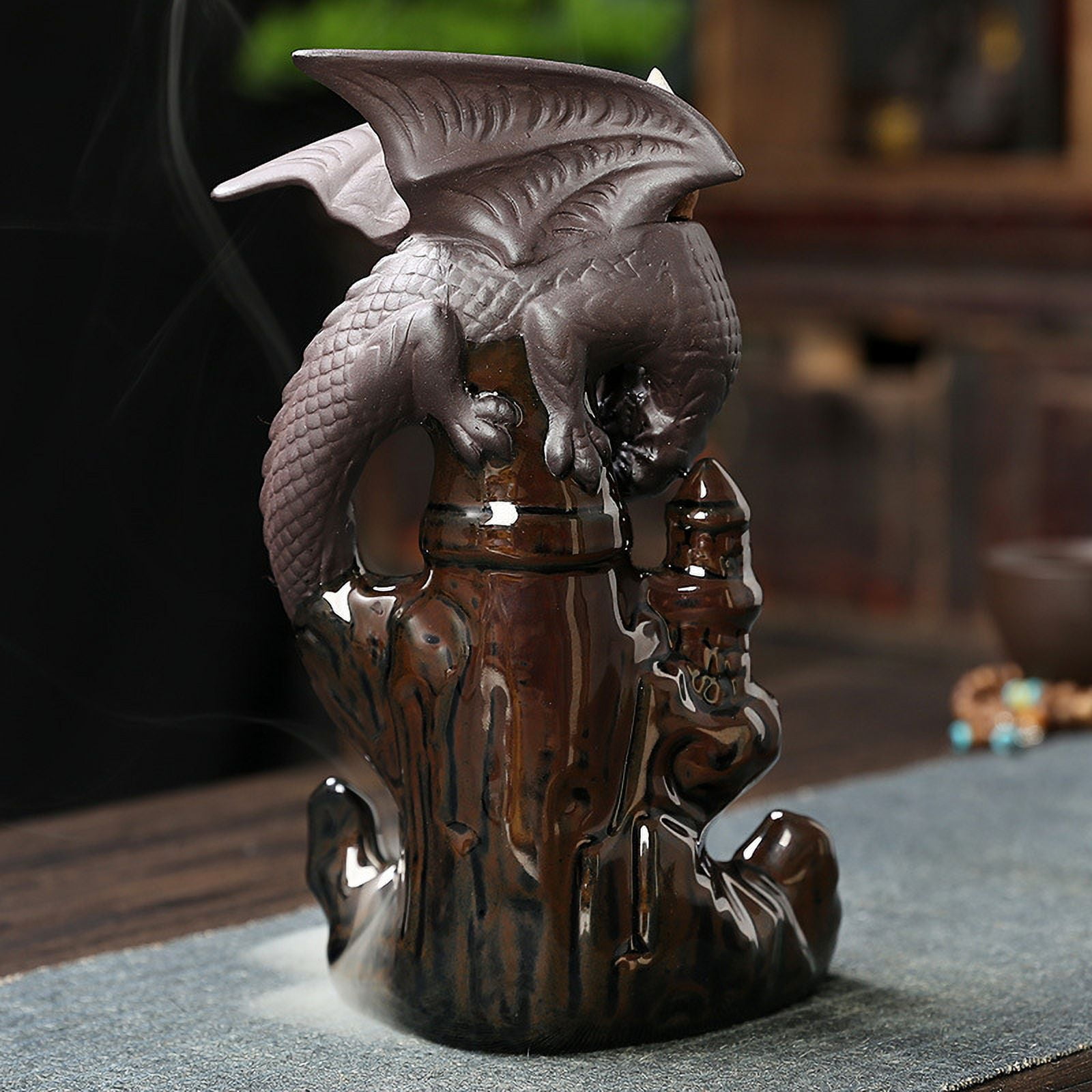 1pc Dragon Ceramic Waterfall Incense Holder - Add A Magical Touch To Your Home Decor! Zen Meditation Decor (Without Incense)