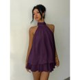 thumbnail image 6 of Women's Elegant Halter Tie Mini Dress Purple Summer Dress, 6 of 7