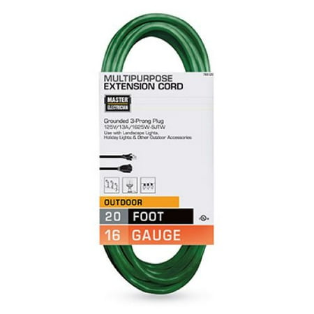 

Master Electrician 02352-05ME 20 Foot Green 16/3 Vinyl Landscape Outdoor Extension Cord - Quantity of 12