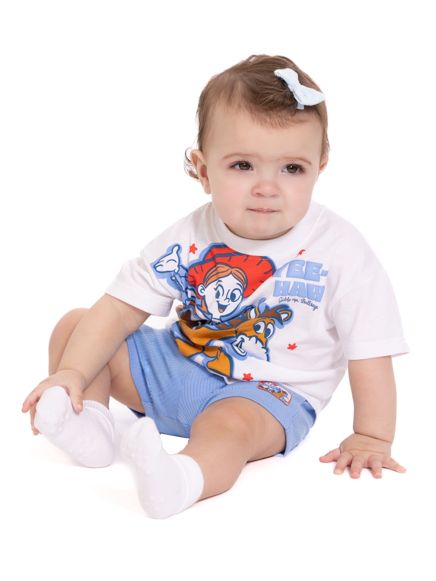 Toy Story Baby Girls Short Sleeve Graphic Tee and Matching Bike Shorts Set, 2-Piece, Sizes 0/3M-24M