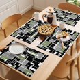 thumbnail image 5 of Sage Green Black Geometric Placemats Set of 4 Modern Abstract Art Block Place Mats Indoor Wipeable Table Mats Washable Cloth Dining Table Placemats for Kitchen Holiday Party Home Decor 13x19 Inch, 5 of 9