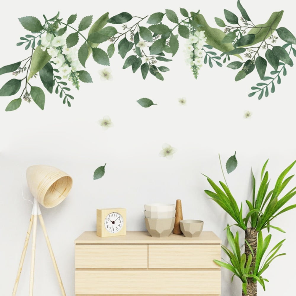 Tropical Leaves Green Plant Wall Stickers PVC Decal Nursery Art Mural Home Decor 
