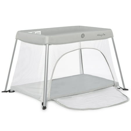 Dream On Me Travel Light Playard with Mesh Zipper Door, Easy Access, Portable, Gray
