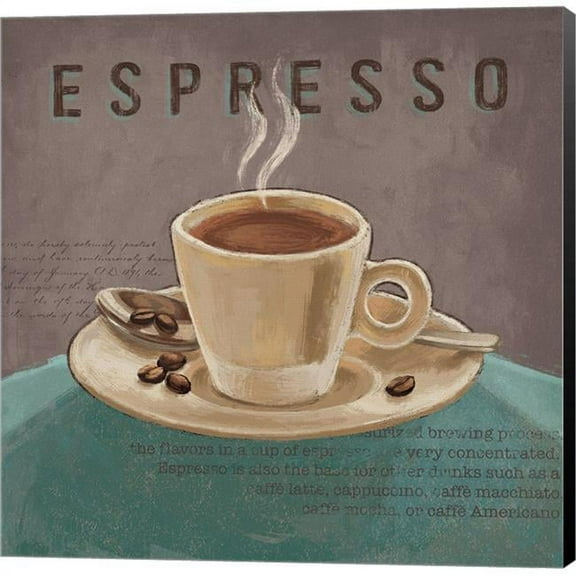 Metaverse C962722-0120000-8CAAAMA Coffee & Co III Teal & Gray by Janelle Penner Canvas Wall Art - 12 x 12 in.