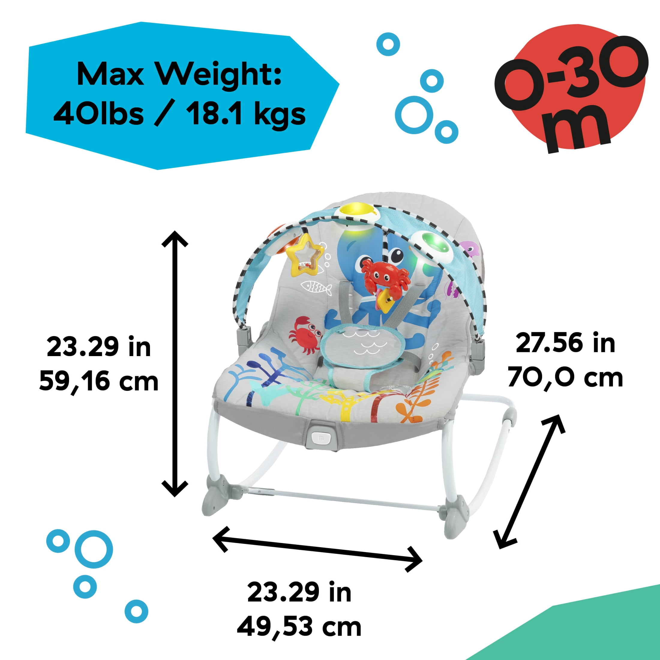 Baby Einstein Ocean Explorers Kick to It Opus Musical Infant to Toddler Rocker, Ages 0+ Months