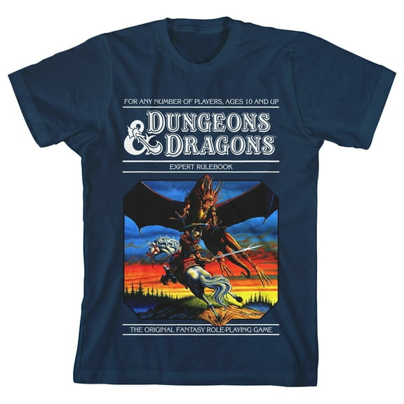 Bioworld Dungeons & Dragons Expert Rule Book Cover Youth Navy Blue Short Sleeve Crew Neck Tee-Medium