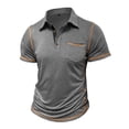 thumbnail image 5 of Dresfit Polo Shirts Men Collared Button Down Golf T Shirts Short Sleeve Chest Pockets Cotton Tennis Tees Patchwork Loose Tops Gray M, 5 of 7