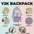 thumbnail image 6 of Kawaii Backpack Double Shoulder Bag with Cute Star Removable Pouch Small Clear Front Pocket Large Capacity Fits 16" Laptop Dopamine Colors Daypack (Pink), 6 of 7