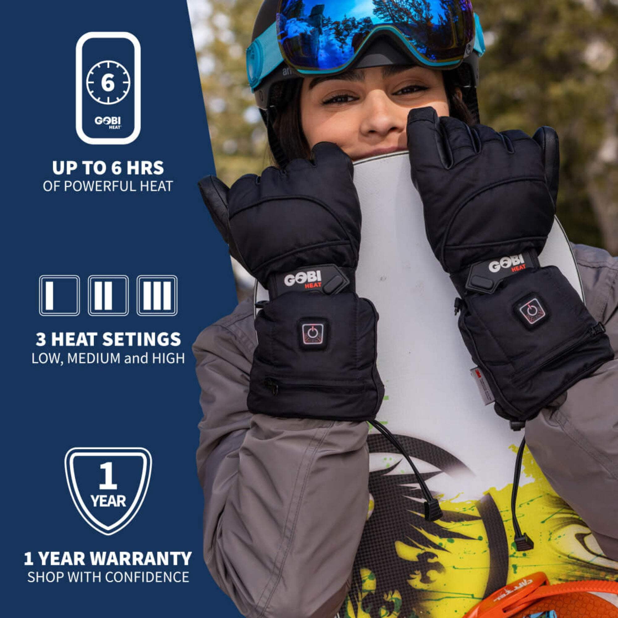 Epic II Heated Ski Gloves (3500mAh USB-C batt) by Gobi Heat