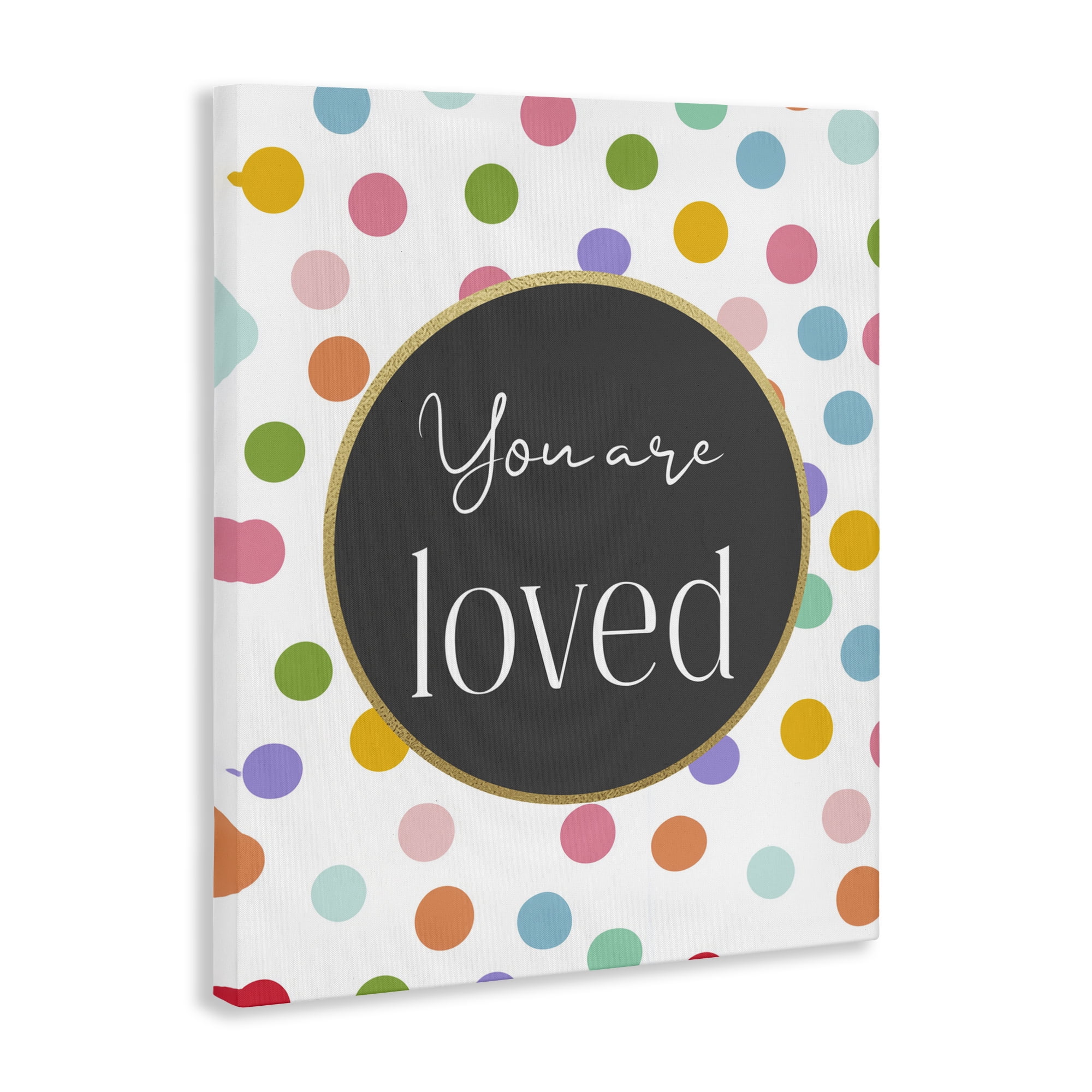 Stupell Industries You Are Loved Polka Dots Canvas Wall Art, design by Christine Simpson Art