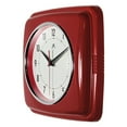 thumbnail image 3 of Infinity Instruments 9.5 Inch Retro Square Indoor Room Polyresin Wall Clock, Red, 3 of 6