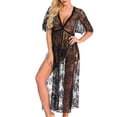 thumbnail image 2 of Penkiiy Lingerie for Women Sexy Long Lace Dress Sheer Gown See Through Kimono Robe XL Black, 2 of 6