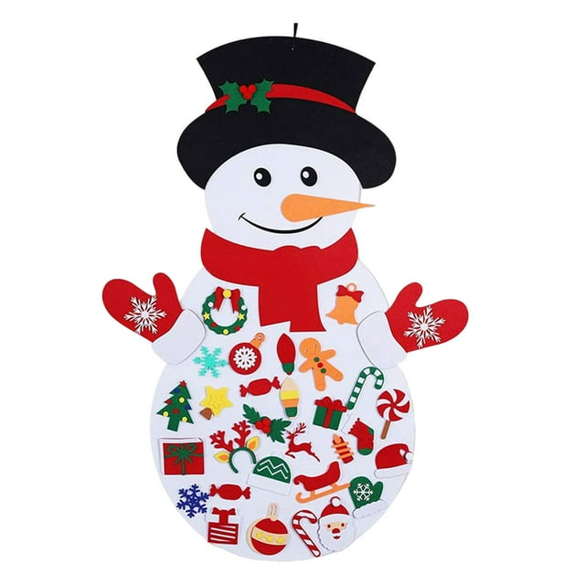 Juego de muñecos de nieve de Navidad DIY, adornos navideños para colgar en pared, adornos desmontables, de manualidades perfecl Muñeco de nieve de fieltro