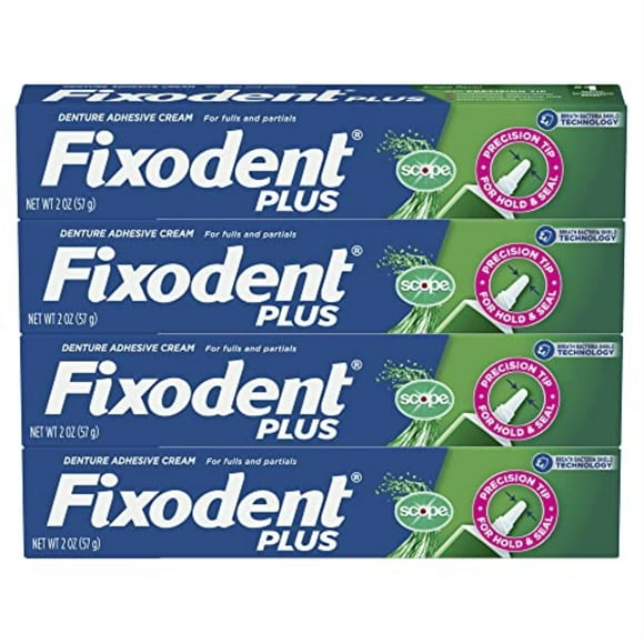 Fixodent Control Denture Adhesive Cream Plus Scope Flavor, 2 Oz (Pack of 4)