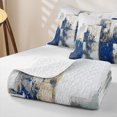 thumbnail image 4 of Homewish Navy Watercolor Ombre Bed Spread Queen,Aesthetic Artwork Queen Coverlet Set,3-Piece, 4 of 7