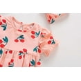 thumbnail image 5 of TUOBARR Newborn Infant Baby Girls Print Ruched Romper Bodysuit Hairband Clothes Outfits Pink (3-24Months), 5 of 9