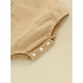 thumbnail image 6 of Infant Baby Boys Girls Cotton Linen Romper Solid Color Round Neck Short Sleeve Front Button Jumpsuit, 6 of 8