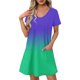 thumbnail image 2 of Vestido Corto de Verano Moda Gradiente Corto de Manga en V Cuello Vestido Casual, Poliéster Ligero de Verano, Lavado de Manos, 2 of 9