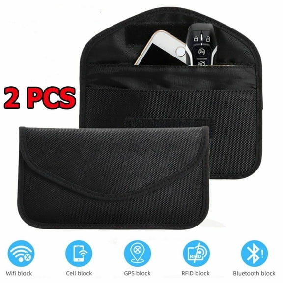 Faraday Bag, 2 Pack RFID Signal Blocking Bag Shielding Cage Pouch Wallet Case for Cell Phone Privacy Protection and Car Key FOB