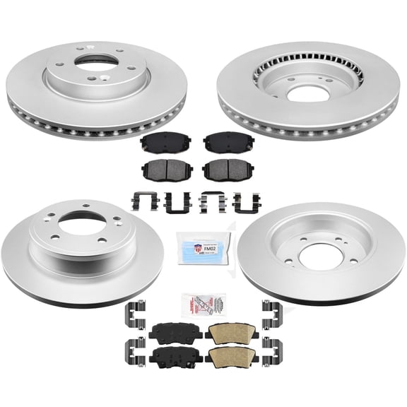 Coated Disc Brake Rotors Pads Hardware Fits For 2017-2019 KIA Soul Natural Aspr