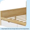 thumbnail image 6 of Wooden L-Shape Daybed with Seven Storage Cabinets and Two Storage Drawers, Multi-functional Bed with Study Desk and Built-in Bookshelf, Natural+White, 6 of 16