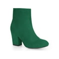 thumbnail image 1 of BLISSFUL STEP Women's Side Zipper Round Toe Block Heel Ankle Boots Emerald Green 6, 1 of 7