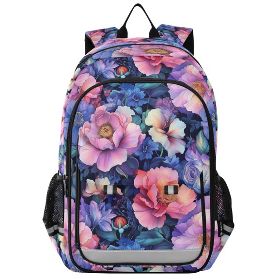 FORMRS Unisex School Backpack 17" Student Travel Bag with Laptop Compartment, Colorful Art Flowers