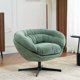 thumbnail image 1 of Silla de oficina de chenilla moderna, silla de acento giratoria de 360 ° con cojín extraíble, silla de oficina redonda, base de metal negro, 1 of 5