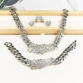 thumbnail image 2 of Jewelry Set For Women - Women's Hugs & Kisses XOXO I Love You Charm Miami Cuban Iced Cut 4 Pieces Necklace Set Includes Necklace Bracelet Earrings Ring 18k Gold Plated Layered, 2 of 3