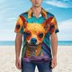 thumbnail image 2 of Balery Colorful Textured Chihuahua Camisas hawaianas de manga corta para hombre, camisas playeras de corte holgado, camisas de vacaciones con botones,X-Large, 2 of 7
