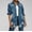 Dark Blue, variant on Long Sleeve Turndown Collar Blouse Shirt Women's Fashion Street Ripped Mid-length Solid Color Pocket Denim Jacket Tops