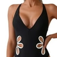 thumbnail image 5 of Lopeceal One Piece Swimsuit Women Slimming Floral Cut Out Color Block Bathing Suit Ruched Cheeky Swimwear, 5 of 6