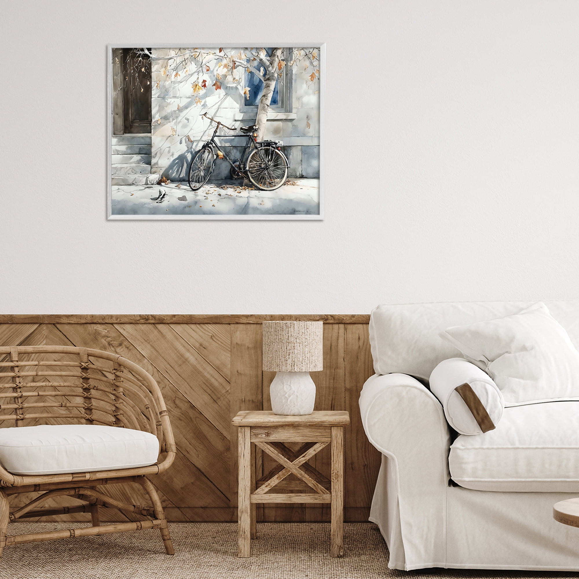 Stupell Industries Autumn Ride on Quiet Street White Framed Giclee Art, design by Franklyn Gregory