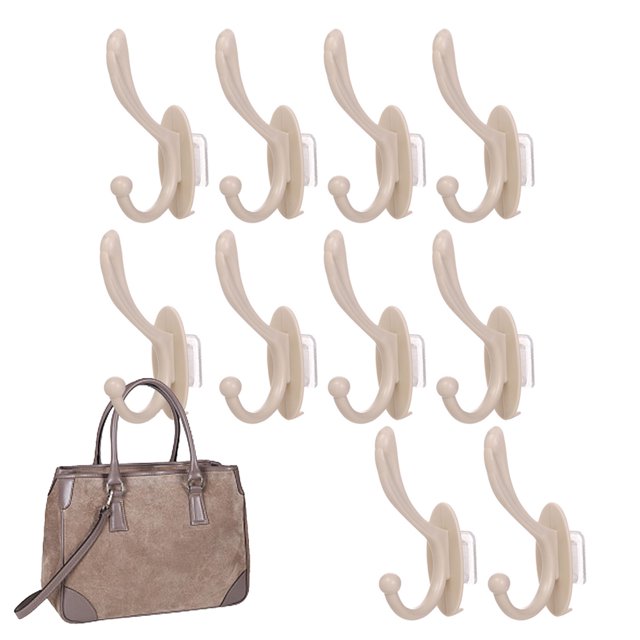 Dinheiro Paquete de 10 ganchos para puerta, colgador autoadhesivo montado en la pared para ducha, cocina, baño, toalla, abrigo, bolso, sombrero, llave