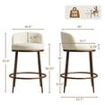 thumbnail image 2 of Morden Fort Counter Height Bar Stool Set of 2, 26" Metal Bar Stools with Hammered Metal Legs & Curved Low Back for Kitchen Island, Upholstered Linen Seat Cushion Island Chairs, Bronze, 2 of 10
