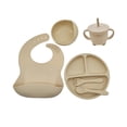 thumbnail image 2 of 6Pcs Silicone Feeding Set Silicone Suction Bowl Set for Boys Girls Kids Beige, 2 of 9