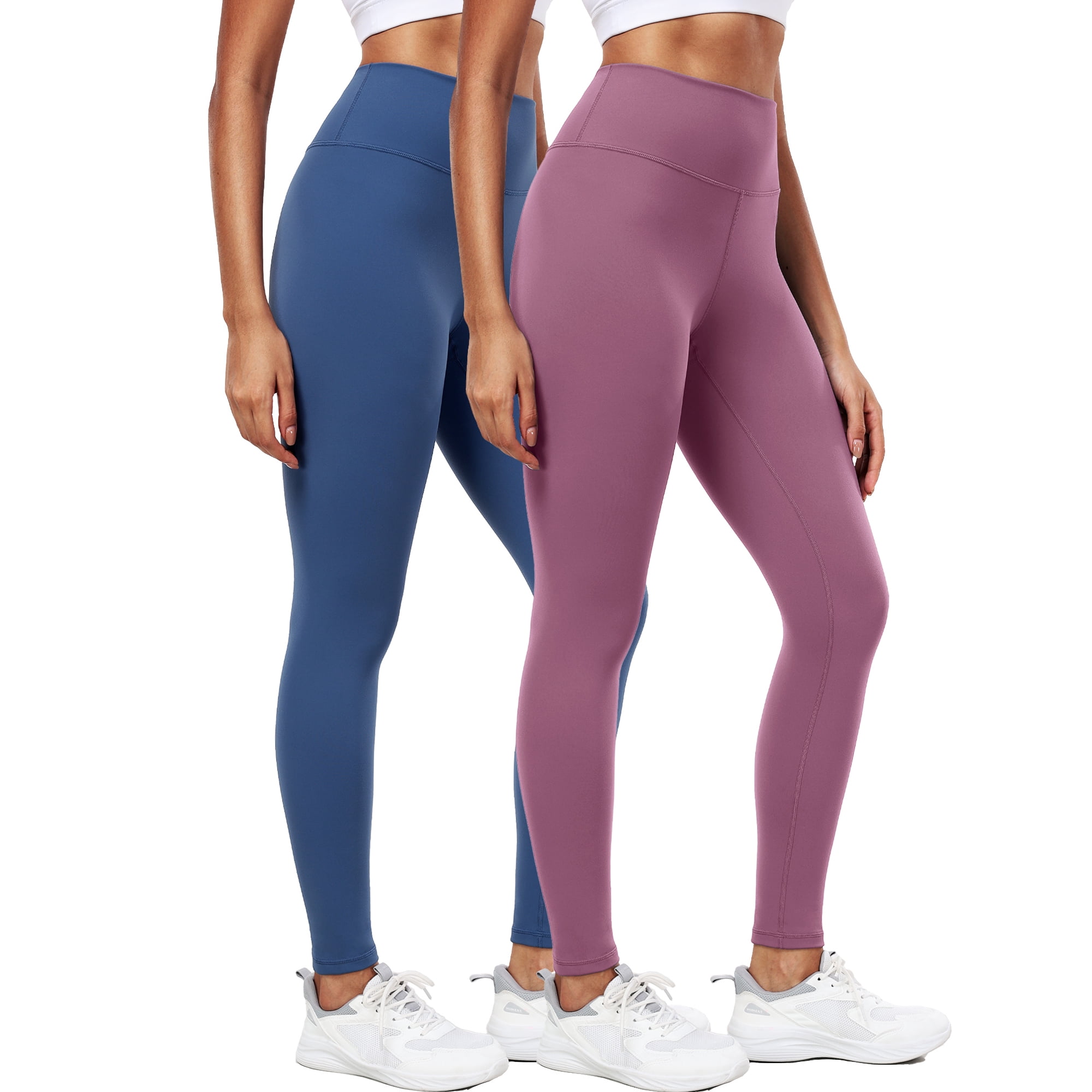 NELEUS ButterSoftFlex Womens High Waist Legging for Yoga Workout Athletic Pants with Waistband Pocket,Blue+Pinkish Purple,US Size L