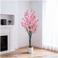 thumbnail image 2 of 5-foot artificial cherry blossom tree con a blanca pot-realistic fake sakura tree para indoor outdoor home garden oficina y wedding decor (double), 2 of 7